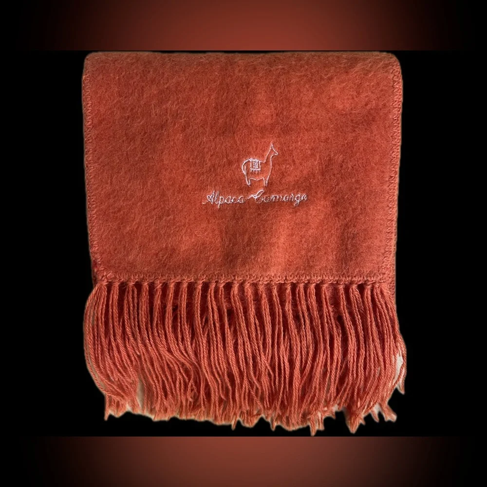 🦙Alpaca Fringe Scarf by Alpaca Camargo in Burnt Orange | Men’s/Women’s/Unisex